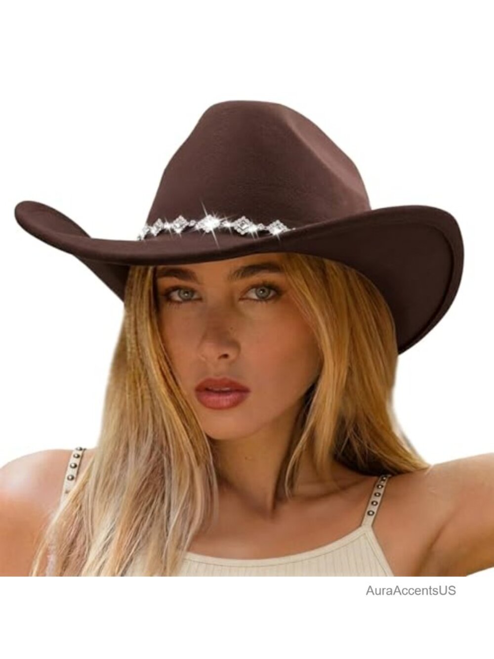 Wide Brim Felt Cowboy Hat Western Fedora for Outdoor Festivals